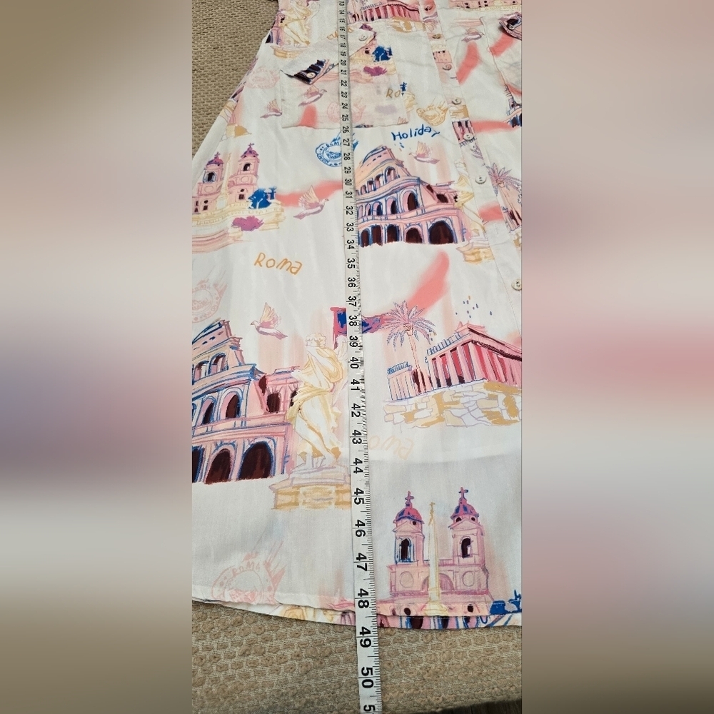 Beulah Style 70’s Rome Shirt Dress Size Small Whit Pockets - Picture 12 of 13